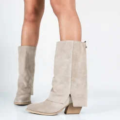 Fanny - Stivali Con Gambale Risvoltato Vera Pelle Made In Italy