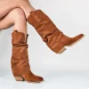 Laure - Stivali Con Gambale Risvoltato Vera Pelle Made In Italy