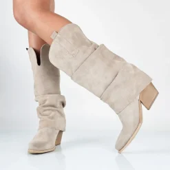 Laure - Stivali Con Gambale Risvoltato Vera Pelle Made In Italy