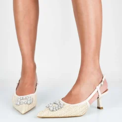 Manon - Decollette Slinback Placca Perle