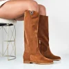 Natascia - Stivali Donna Con Zeppa Interna In Vero Camoscio Made In Italy