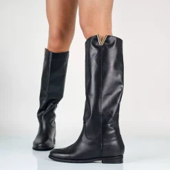 Natascia - Stivali Donna Con Zeppa Interna In Vera Pelle Made In Italy