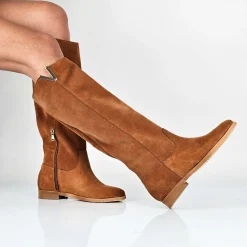 Natascia - Stivali Donna Con Zeppa Interna In Vero Camoscio Made In Italy
