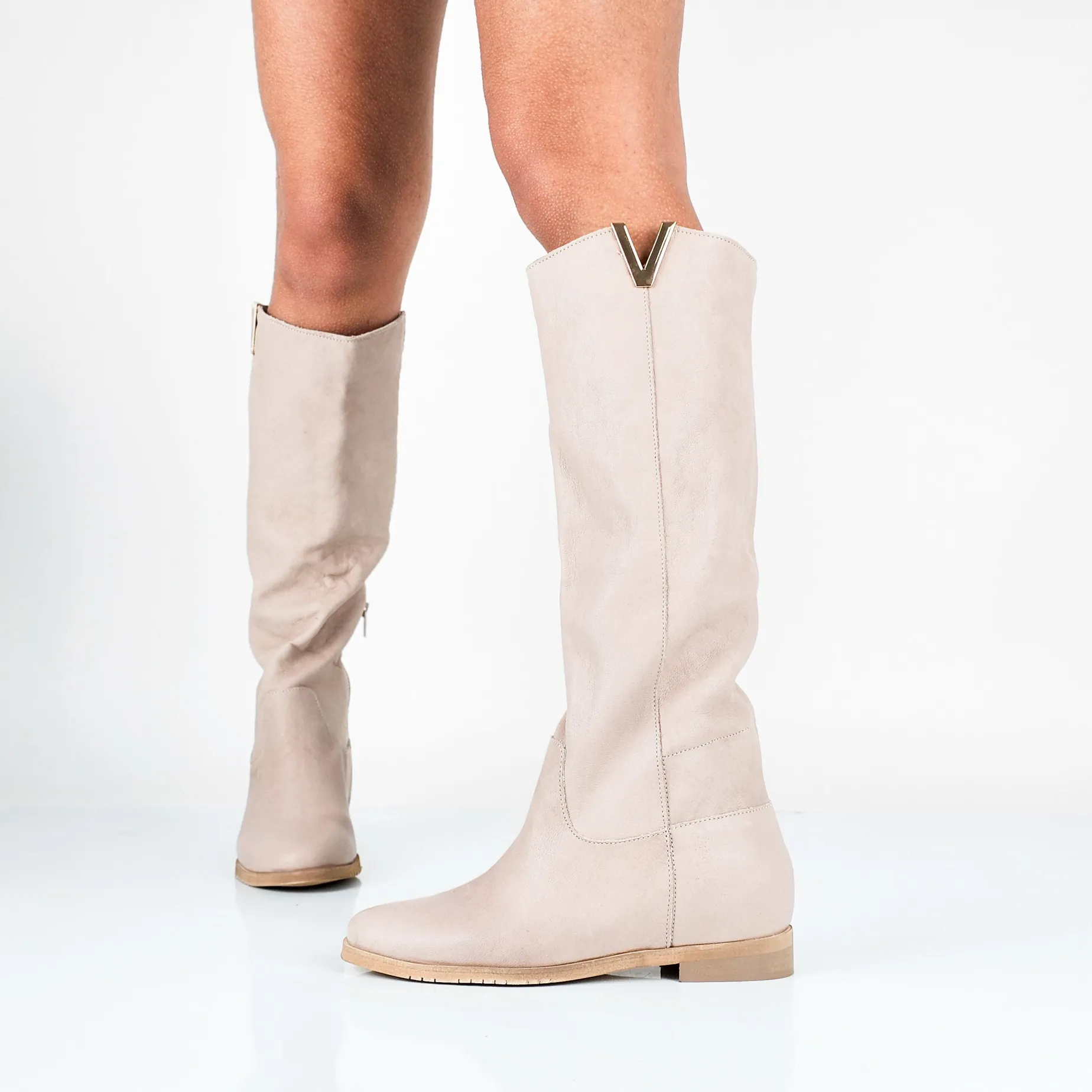 Natascia - Stivali Donna Con Zeppa Interna In Vera Pelle Made In Italy