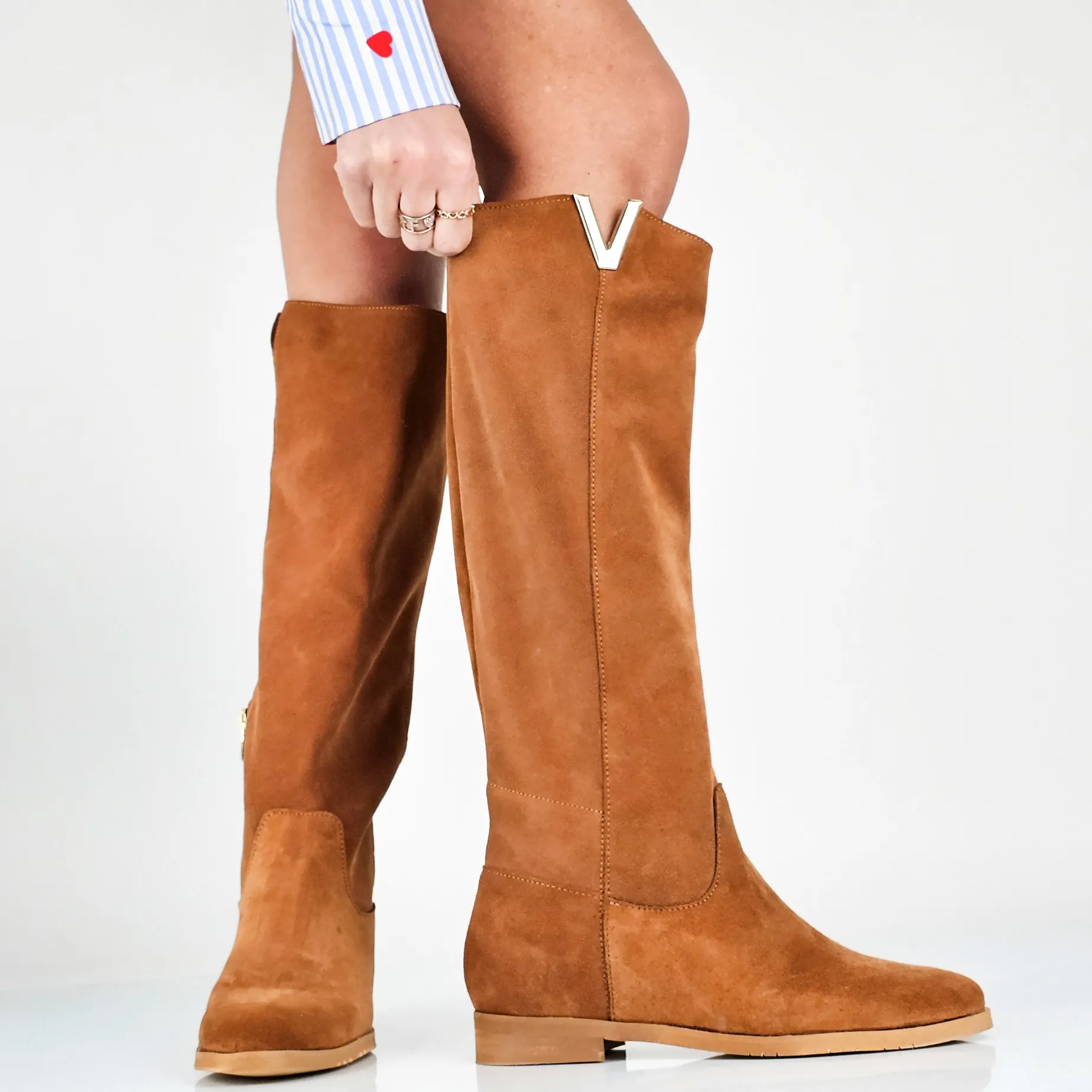 Natascia - Stivali Donna Con Zeppa Interna In Vero Camoscio Made In Italy
