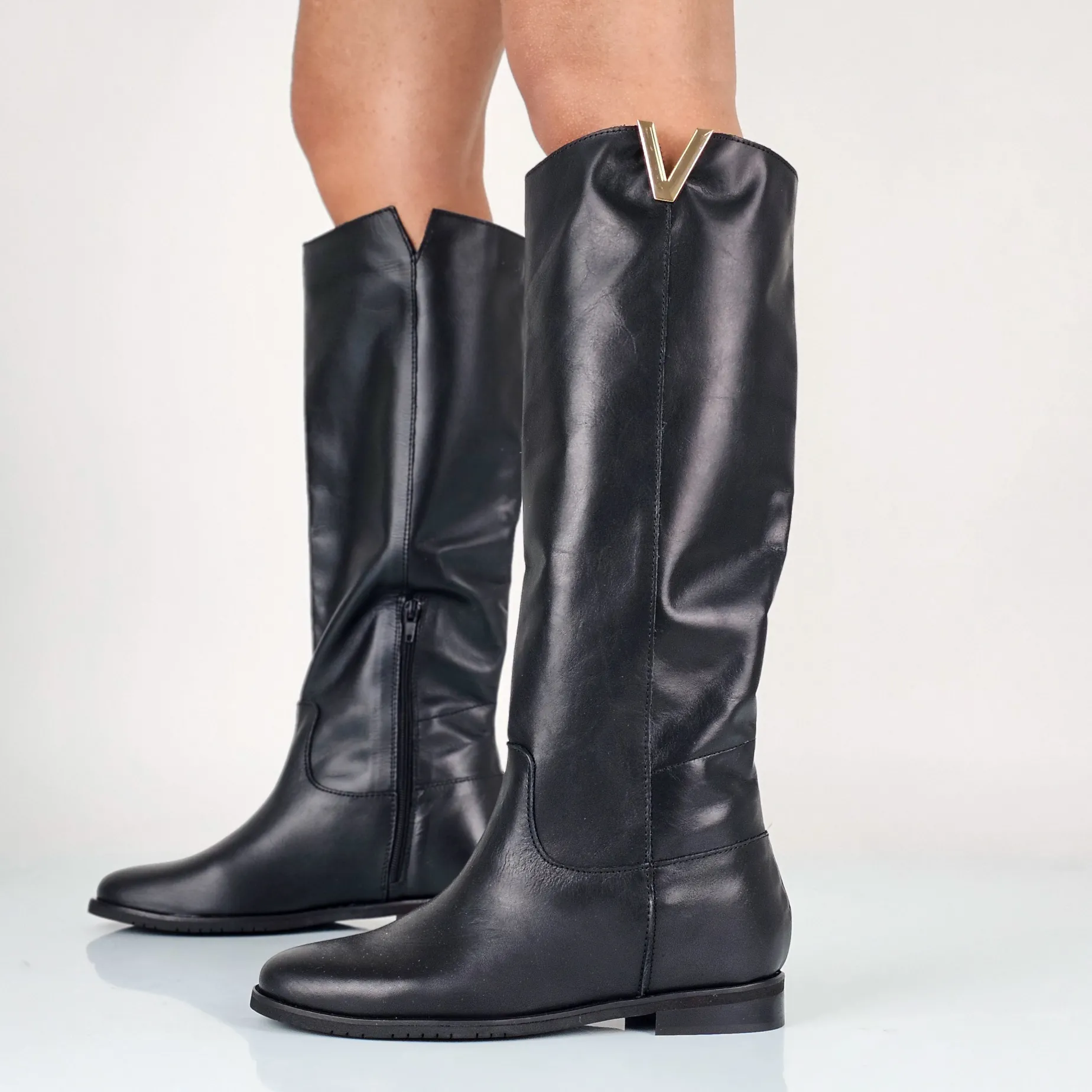 Natascia - Stivali Donna Con Zeppa Interna In Vera Pelle Made In Italy
