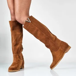 Natascia - Stivali Donna Con Zeppa Interna In Vero Camoscio Made In Italy